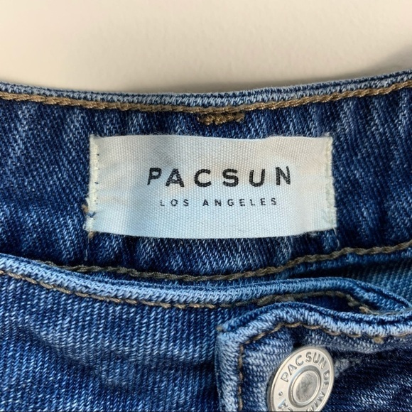 Pac Sun Jeans Womens 29 Blue Pintuck Seam High Rise Mom - Picture 6 of 13
